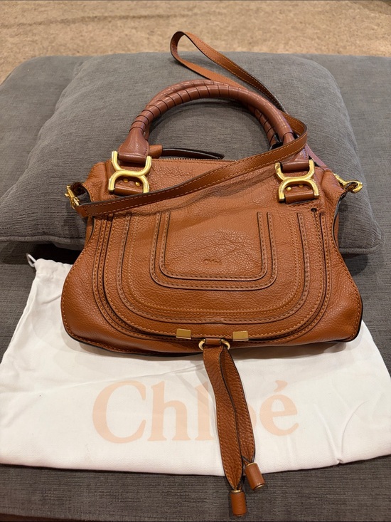 Chloe Handbags - Chloe Marcie Small Brown Leather Satchel